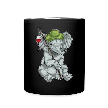 Pêche à la canne à pêche Elephant Angler - Mug uni - noir - Devant
