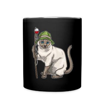 Pêche à la canne à pêche du pêcheur siamois Cat Angler - Mug uni - noir - Devant