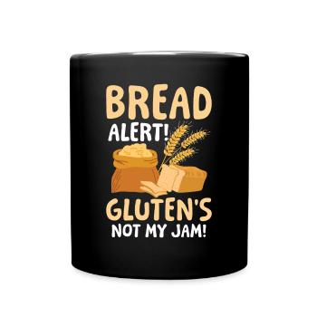 Bread alert Gluten's not my jam - Tasse einfarbig - Schwarz - Vorne