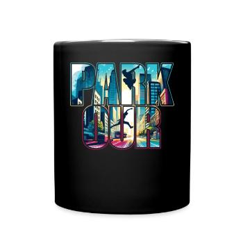 Parkour Lover Freerunning Athlete City Skyline - Full Colour Mug - black - Front