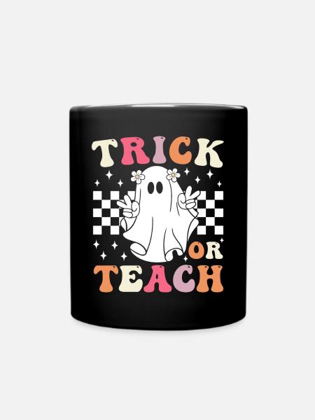 Groovy Trick eller lära Halloween lärare - Enfärgad mugg - svart