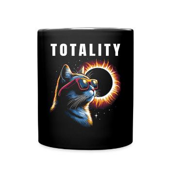 Totale Sonnenfinsternis Kat - Tasse einfarbig - Schwarz - Vorne