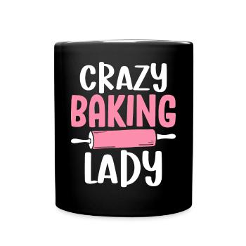 Crazy Baking Lady Baking Girl Tête Baker - Mug uni - noir - Devant