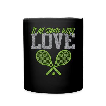 Drôle de joueur de tennis raquette jeu de mots - Mug uni - noir - Devant