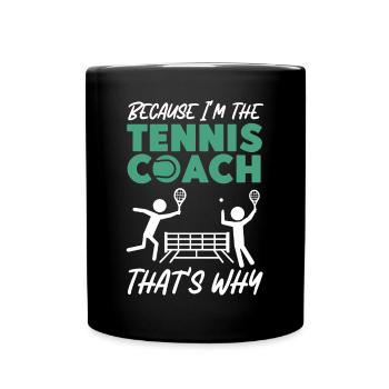 drôle joueur de tennis raquette jeu de mots voir - Mug uni - noir - Devant