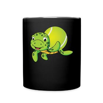 Drôle de joueur de tennis raquette chat - Mug uni - noir - Devant