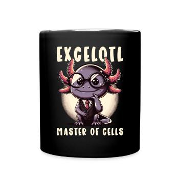 Excelotl Geeky Spreadsheet Axolotl - Full Colour Mug - black - Front