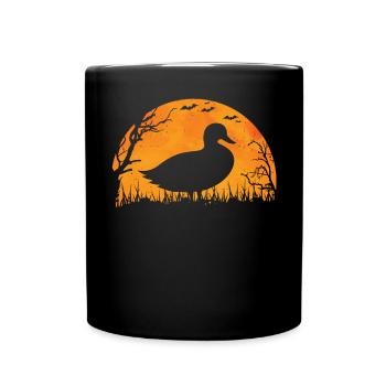 Ente Halloween Silhouette Gruselige Ente - Tasse einfarbig - Schwarz - Vorne