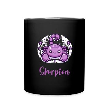 Skorpion Design für Sternzeichen Fans – Kawaii - Tasse einfarbig - Schwarz - Vorne