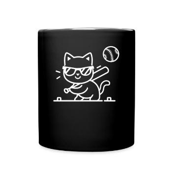 Chat avec des lunettes de soleil jouant au baseball - Mug uni - noir - Devant