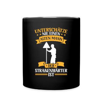 Old man, the road maintenance worker, is a highway attendant - Full Colour Mug - black - Front