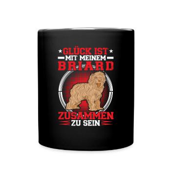 Bei meinem Briard sein Berger de Brie - Tasse einfarbig - Schwarz - Vorne