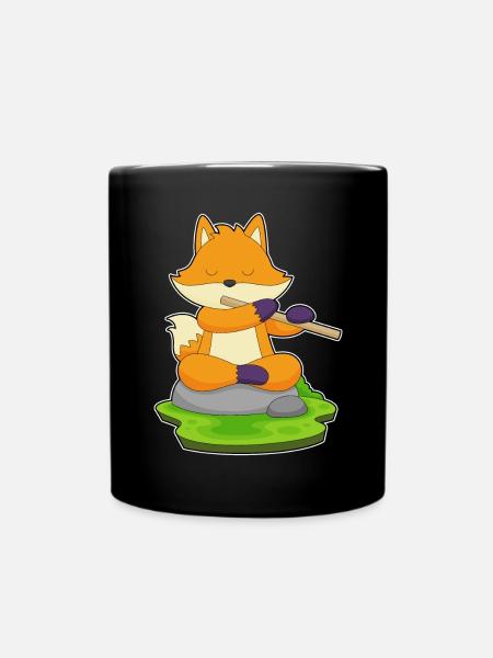 Fox Musicien Flûte Musique - Mug uni - noir