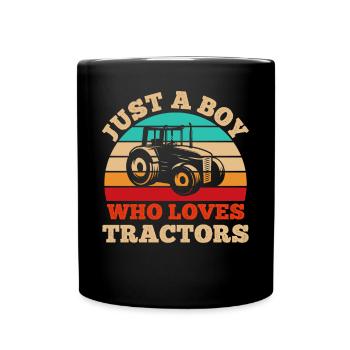 Just a Boy Who Loves Tractors funny Tractor Saying - Full Colour Mug - black - Front