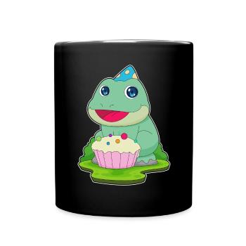 Frog Birthday Cupcake - Full Colour Mug - black - Front