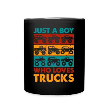 Juste un garçon qui aime les camions Voitures - Mug uni - noir - Devant
