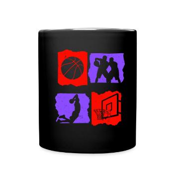 Basketball Tshirt B-Ball Dunking Rebound Player - Full Colour Mug - black - Front