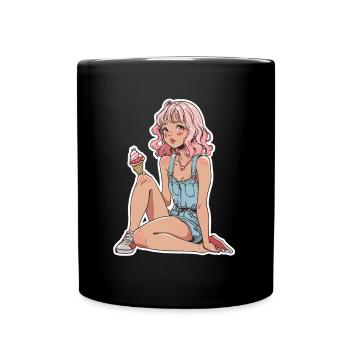 Fille de crème glacée - Mug uni - noir - Devant