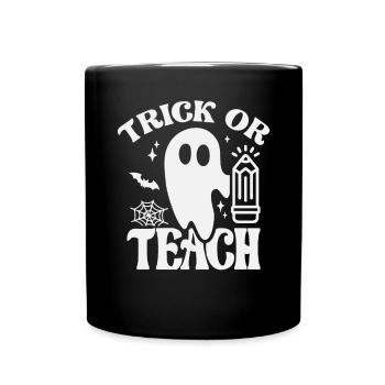 Trick or Teach - Groovy Halloween Teacher - Full Colour Mug - black - Front