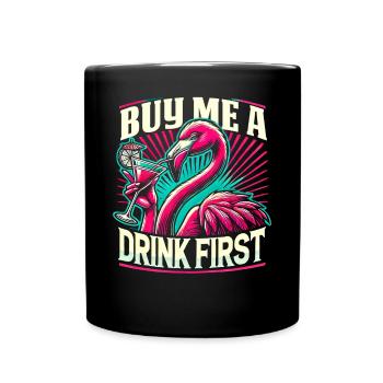 Pink Flamingo Cocktail Drink Summer By The Sea - Full Colour Mug - black - Front