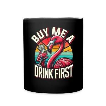 Pink flamingo drink summer bartender cocktail - Full Colour Mug - black - Front
