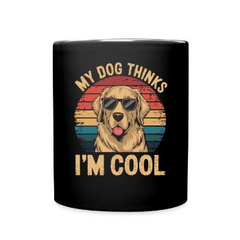 Golden Retriever Mon chien pense que je suis cool - Mug uni - noir - Devant