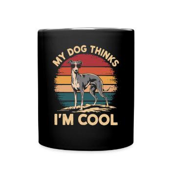Windhund Mein Hund Denkt Das Ich Cool Bin - Tasse einfarbig - Schwarz - Vorne