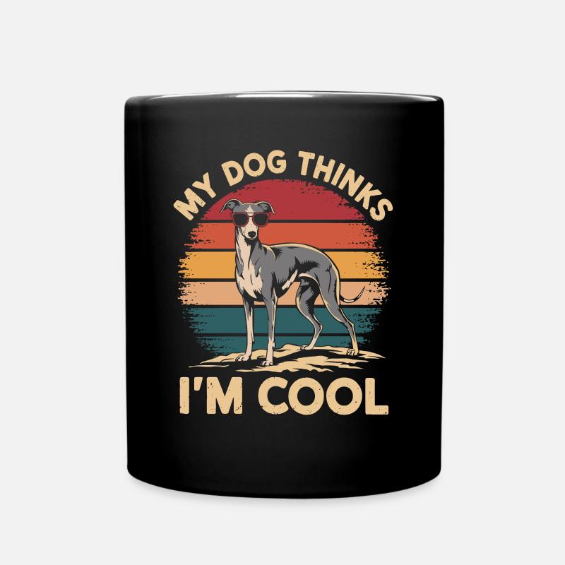 Greyhound my dog thinks I'm cool - Full Colour Mug - black