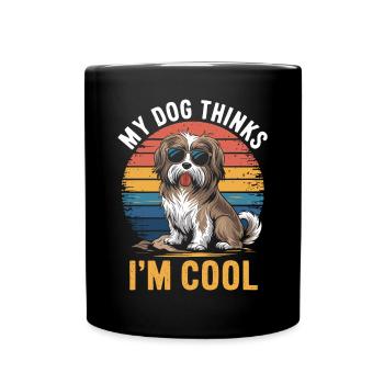 Havanese dog my dog thinks I'm cool - Full Colour Mug - black - Front