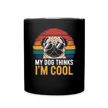 Carlin mon chien pense que je suis cool - Mug uni - noir - Devant