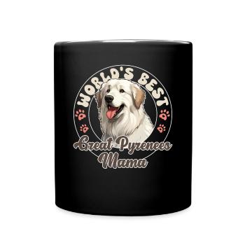 Pyrenean Mountain Dog Great Pyrenees Mama - Full Colour Mug - black - Front