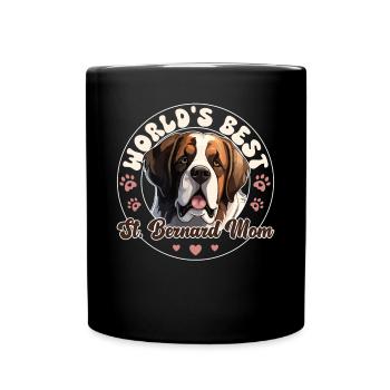 Bernhardiner Groovy St. Bernard Mom - Tasse einfarbig - Schwarz - Vorne
