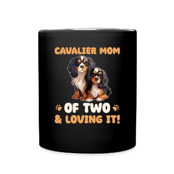 Cavalier King Charles Spaniel Cavalier Mom of two - Full Colour Mug - black - Front