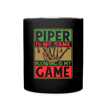 Piper est mon nom, souffler est mon jeu sarbacane - Mug uni - noir - Devant