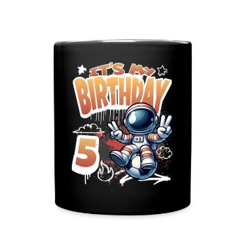 5e anniversaire de l’astronaute de football - Mug uni - noir - Devant
