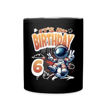 6e anniversaire de l’astronaute de football - Mug uni - noir - Devant