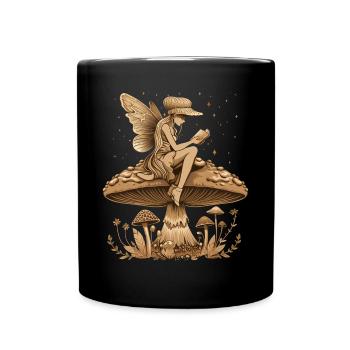 Cottagecore Aesthetic Fairy Book Mushroom Witch Fairyc - Full Colour Mug - black - Front