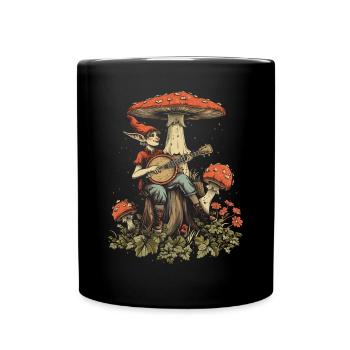 Cottagecore esthétique elfe banjo jouer champignon wi - Mug uni - noir - Devant
