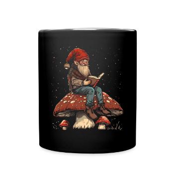 Cottagecore Ästhetische Elf Lesebuch Pilz Witchy - Tasse einfarbig - Schwarz - Vorne