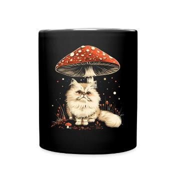 Cottagecore Ästhetische Perserkatze Pilz Witchy Fl - Tasse einfarbig - Schwarz - Vorne