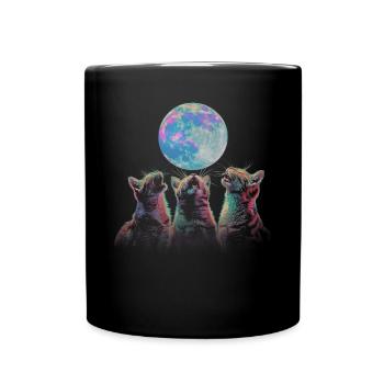 Chat américain à poil court Lune hurlante - Mug uni - noir - Devant