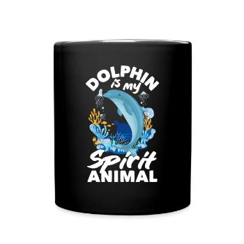 Delfin Ist Mein Spirituelles Tier - Tasse einfarbig - Schwarz - Vorne