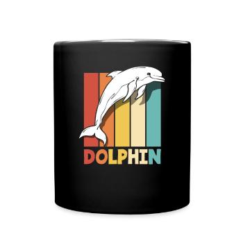 Retro Dolphin Animal Lover Motif - Full Colour Mug - black - Front