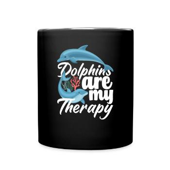 Dolphins are my therapy - Full Colour Mug - black - Front