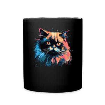 Katze Wasserfarben bunte Himalaya-katze - Tasse einfarbig - Schwarz - Vorne
