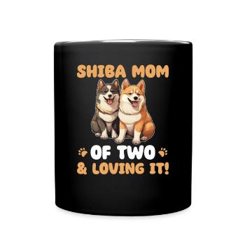 Shiba Inu Shiba Mom of two - Full Colour Mug - black - Front