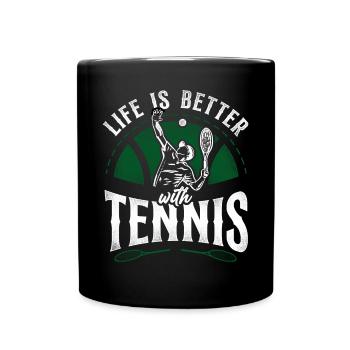 Drôle de joueur de tennis raquette la vie est - Mug uni - noir - Devant