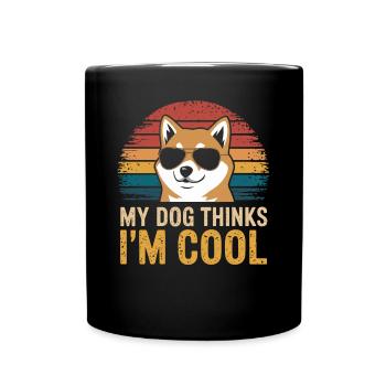 Shiba Inu Mon chien pense que je suis cool - Mug uni - noir - Devant