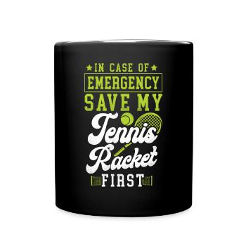 Funny Tennis Player Racket In Case - Full Colour Mug - black - Front