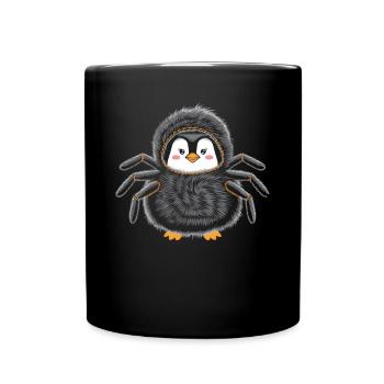 Pinguin Halloween Kostüm Lustige Spinne - Tasse einfarbig - Schwarz - Vorne